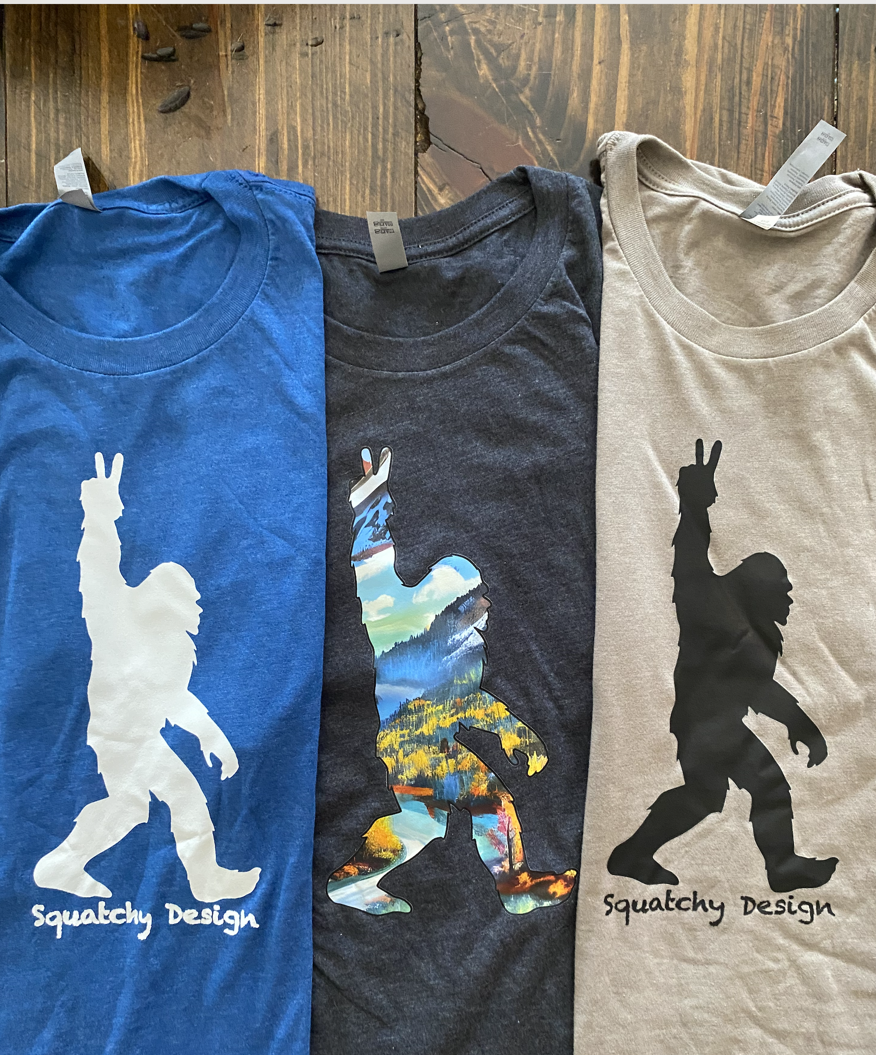 first run of Squatchy Design t-shirts